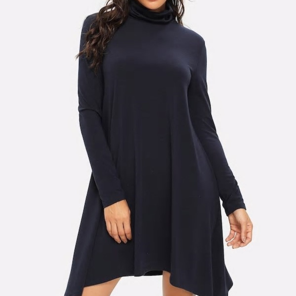High Neck Solid Dress
